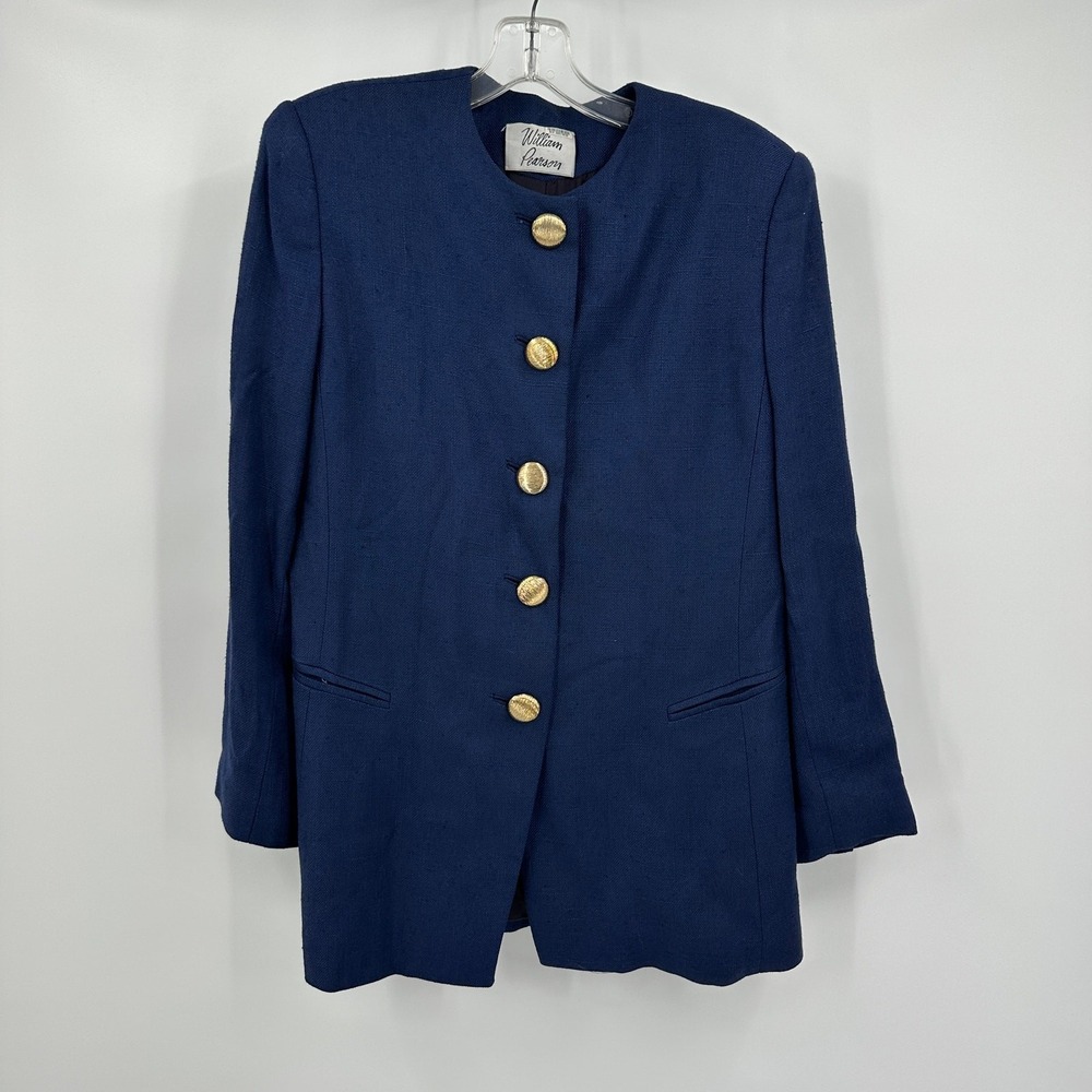 Womens Vintage‎ Old Money Navy Blazer Size 12 Gold Buttons Nautical Preppy